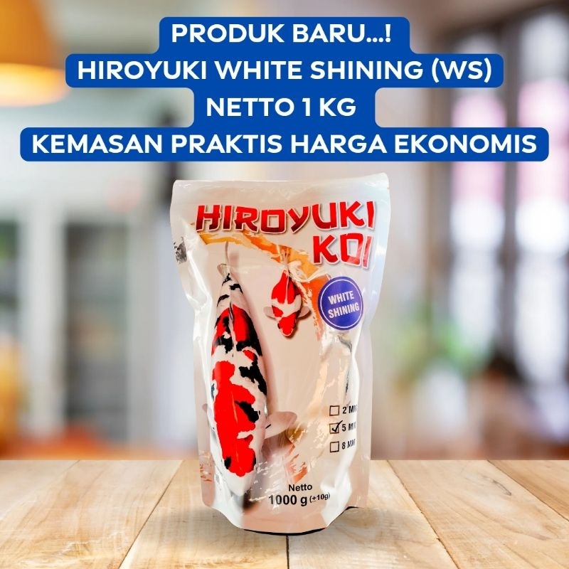 Pakan Koi Hiroyuki White Shining (WS) 1kg 5mm Protein 45 - Pakan Untuk Warna Putih Tajam Cemerlang G