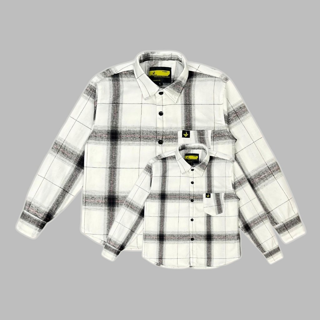 Baju Kemeja Couple Keluarga Ibu Ayah Anak Blus Shirts Kotak Hem Flanel Set Family Lengan Panjang