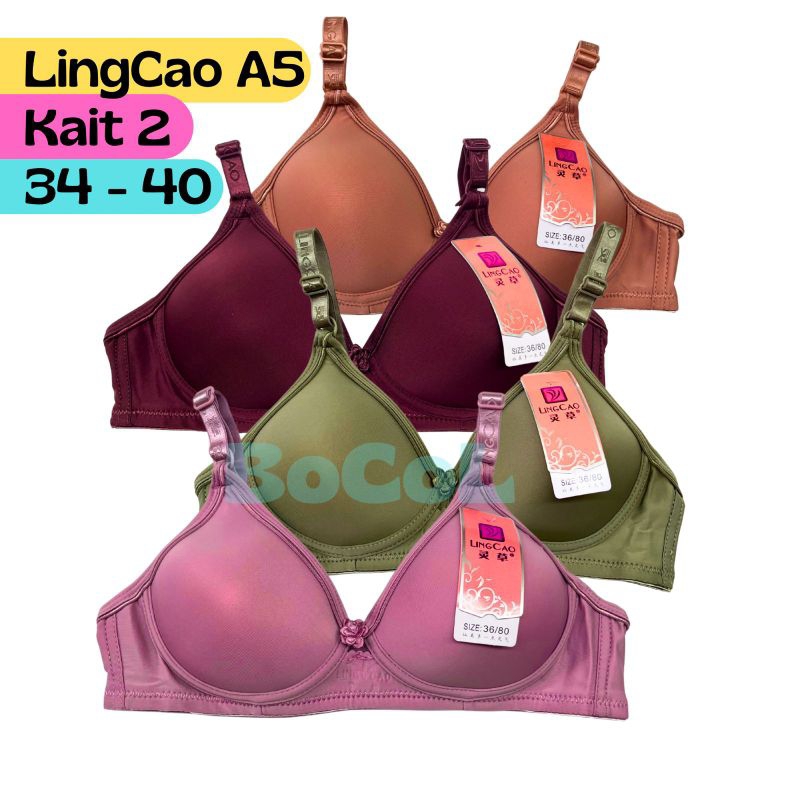 Bh Lingcao A5 Cup Kecil/ Bra Busa Tipis Cup A Kait 2 Tanpa Kawat/ Original Bra LingCao A5