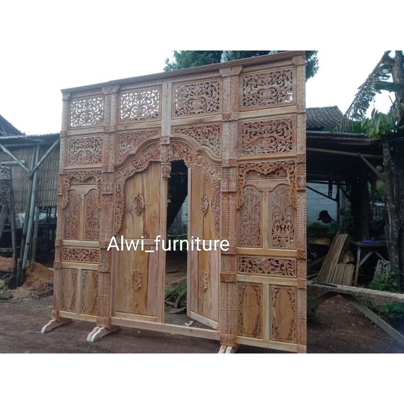 gebyok pelaminan 3mx3m pintu buka tutup