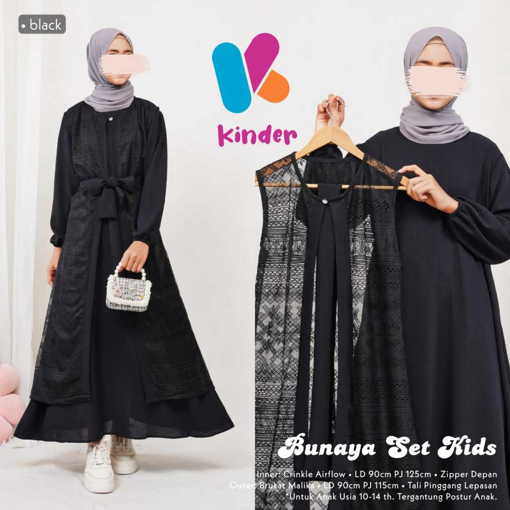 BUNAYA Maxy Kids - GAMIS ANAK PEREMPUAN REMAJA TANGGUNG UMUR 10-13 TAHUN BAHAN CRINKLE AIRFLOW MIX B