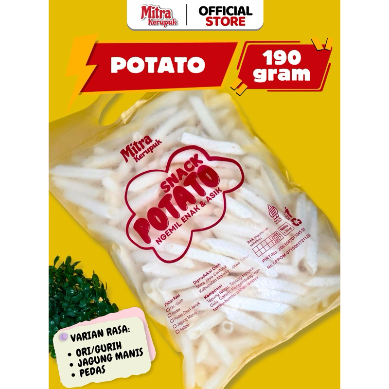 

Potato Stik / French Fries / Kerupuk kentang Aneka Rasa 190gram by Mitra Kerupuk