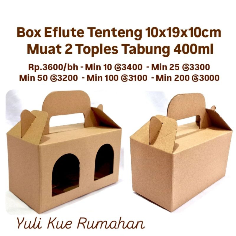 

Box Eflute Tenteng 10x19x10cm Muat 2 Toples Tabung 400ml / 600ml