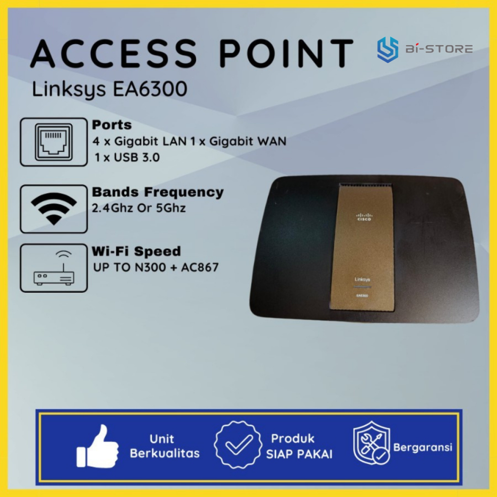 Wireless Router Linksys EA6300 Semua Port Gigabit Dual band 2.4 n 5Ghz