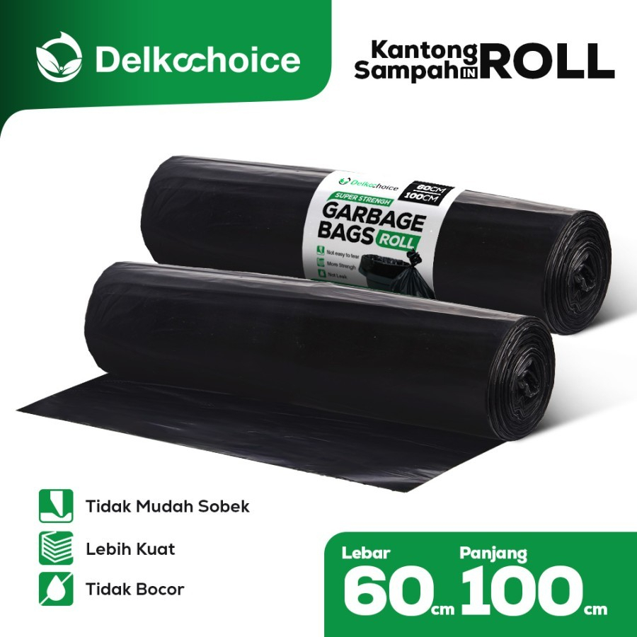 KANTONG PLASTIK SAMPAH TEBAL BESAR WARNA HITAM ROLL 60 X 100