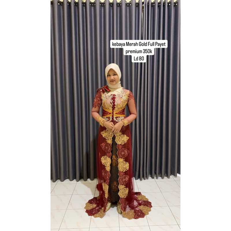 Preloved Kebaya Merah Gold Full Payet Premium