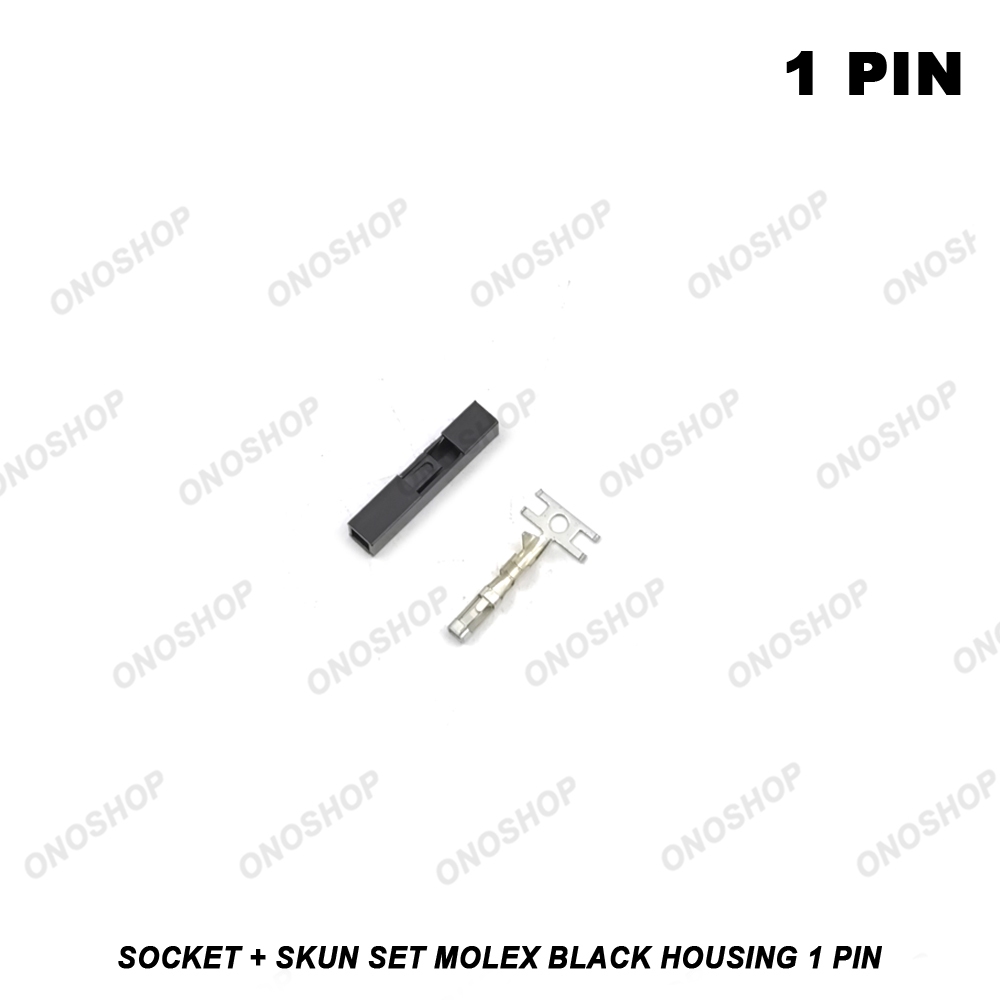 Socket + Skun Set Molex Black Housing - 1 Pin