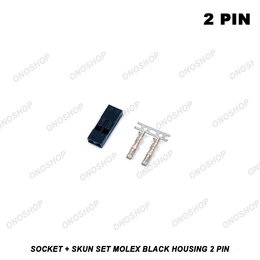 Socket + Skun Set Molex Black Housing - 2 Pin