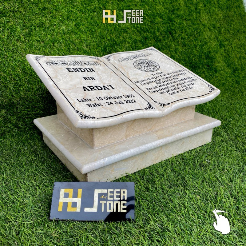 SEEA - BATU NISAN MAKAM -- MTU - B-B-E  30X40 -- MARMER ALAM ASLI MODEL BUKU TERMURAH
