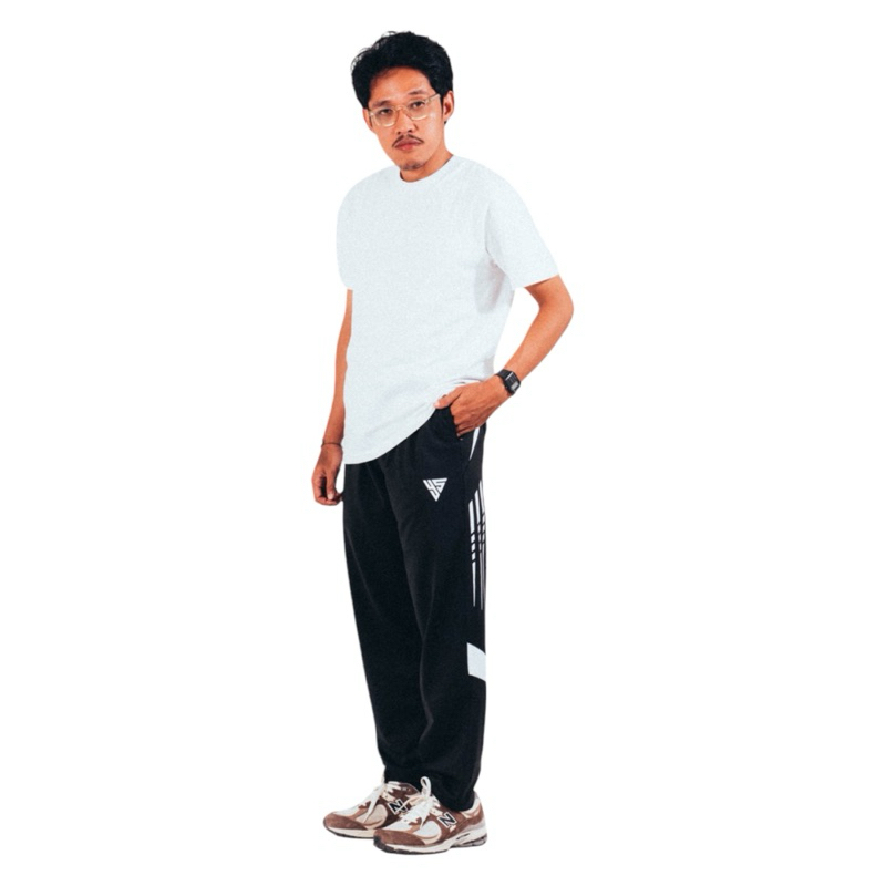 YS Celana Training Olahraga Pria Long Pants Trening Sport Cowok Cewek - Strip Putih