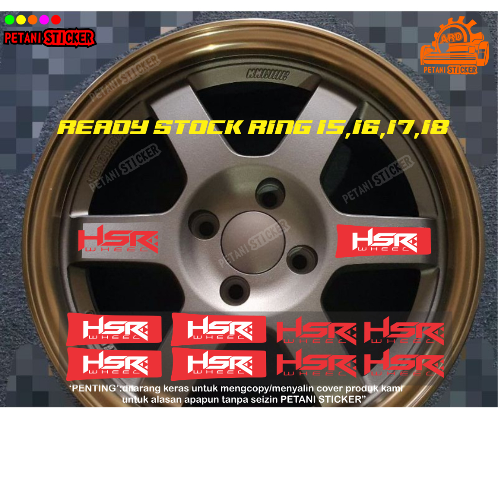 STICKER 8PCS STICKER STIKER VELK HSR WHEEL STIKER VELK MOBIL HSR WHEEL RACING RING VARIASI VOLK