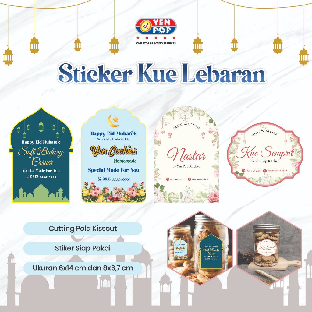 Sticker Kue Kering Lebaran / Sticker Toples Tema Lebaran / Sticker Toples Elegan / Sticker Kue Kerin