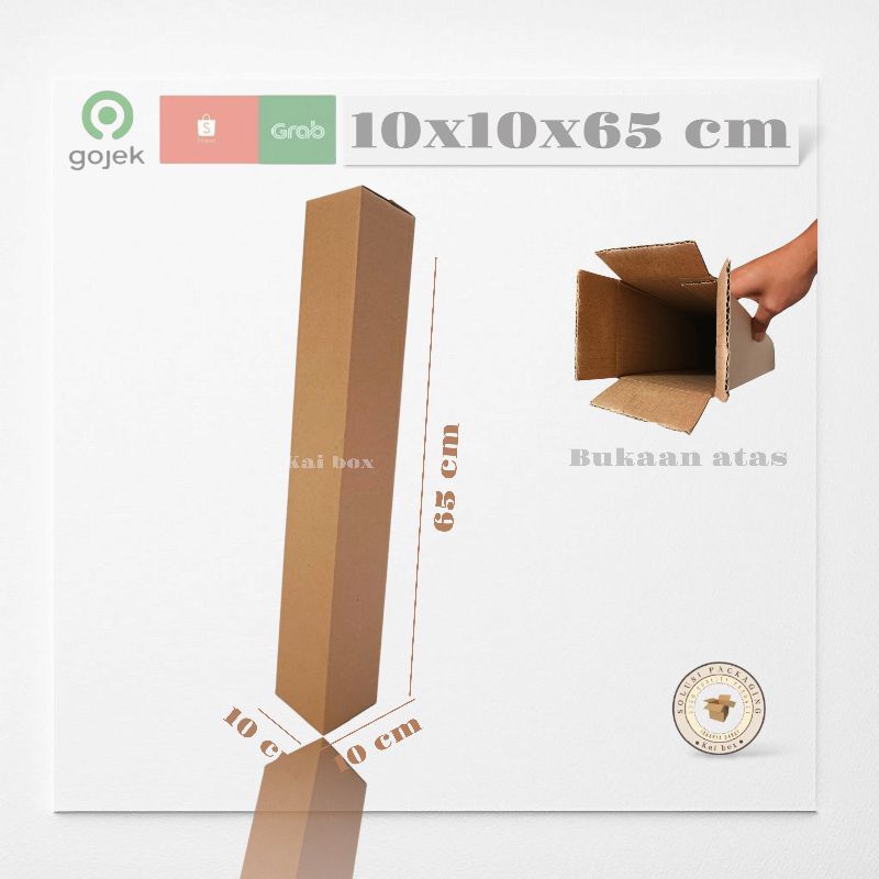 

kardus ukuran 10x10x65 cm box singel wall polos ST