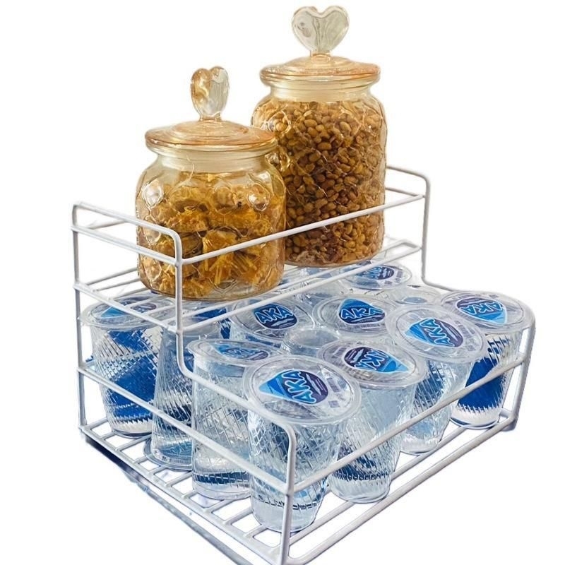 RAK BESI TEMPAT MINUMAN AQUA DAN KUE UNTUK LEBARAN