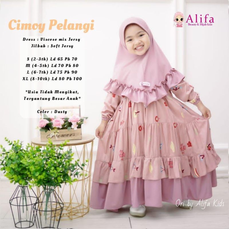 cimoy pelangi set hijab kids original alifa