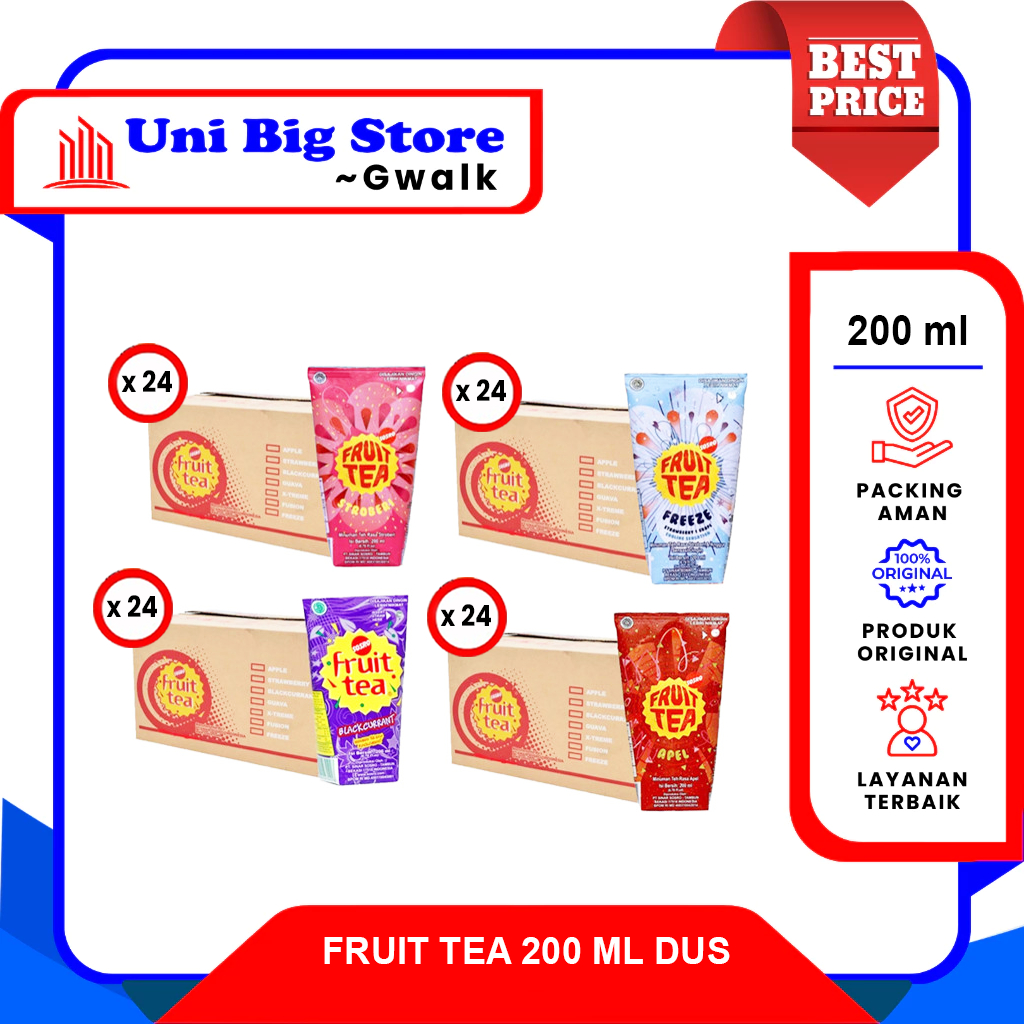 

SOSRO FRUIT TEA APPLE - BLACKCURRANT - STROBERI - FREEZE GENGGAM DUS - (200 ml x 24 pcs)