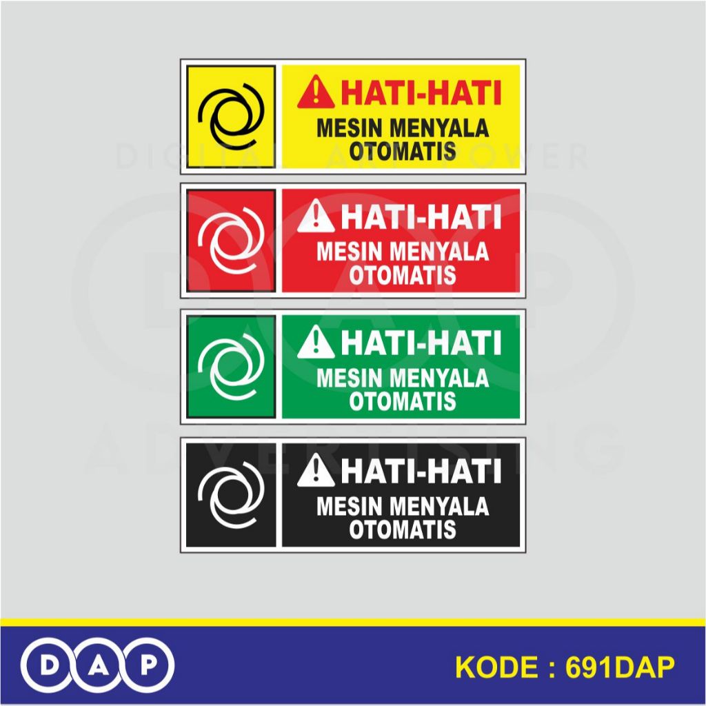 

691 - STIKER MESIN MENYALA SENDIRI - 10 X 30 CM - VYNIL - TERBAIK
