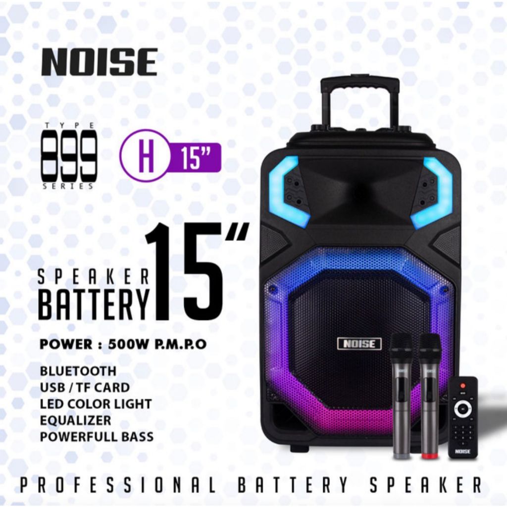 Speaker Portable Wireless Noise 899H Original 15 Inch 899 H Free Dua Mikrofon ( Bayar Ditempat )