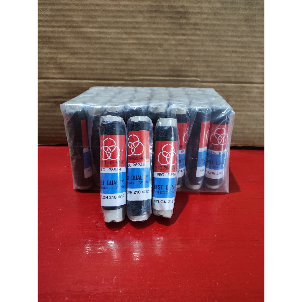 BENANG NYLON / BENANG TUKANG BANGUNAN /BENANG JAHIT SEPATU HITAM NYLON 210 D12 CAP THREE RINGS