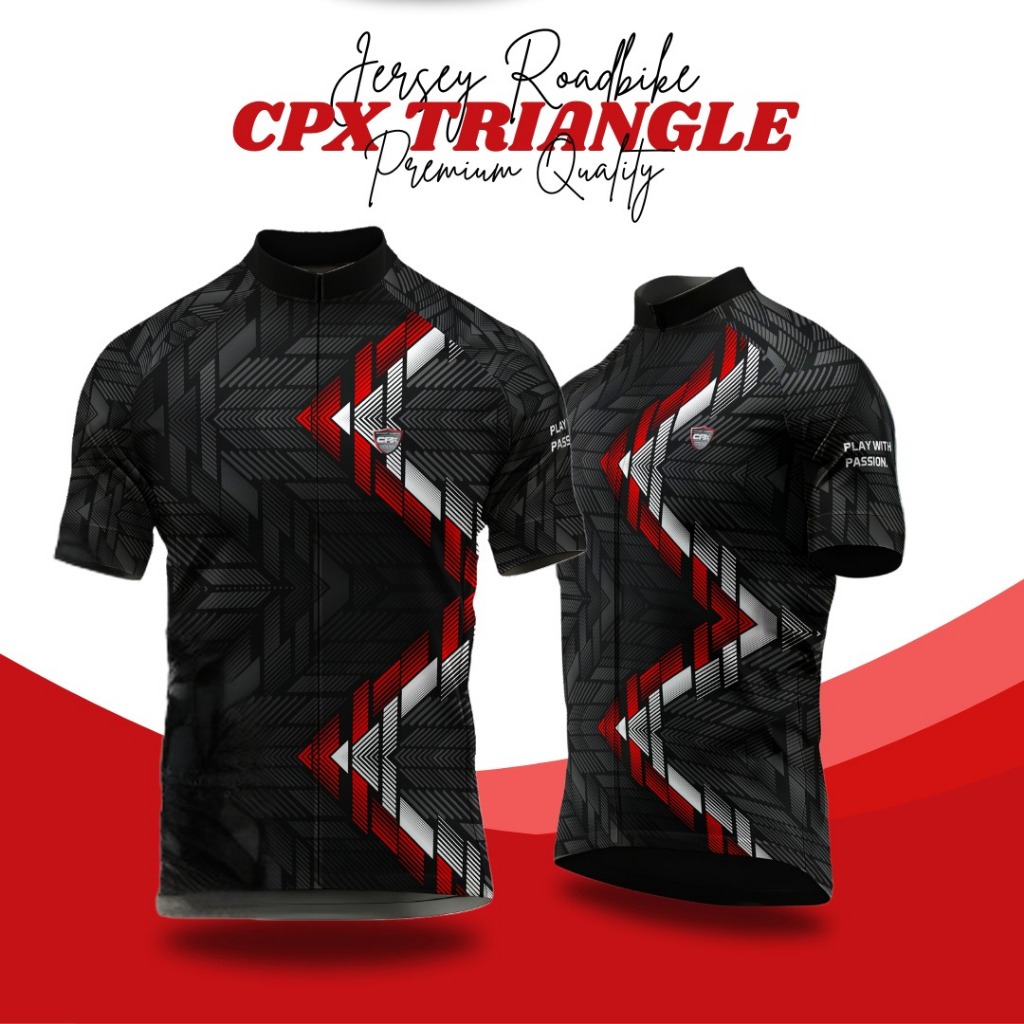 BIG PROMO CPX Roadking Jersey Sepeda Pria Lengan Pendek Gowes Seli Dryfit Berpori Saku Belakang Full