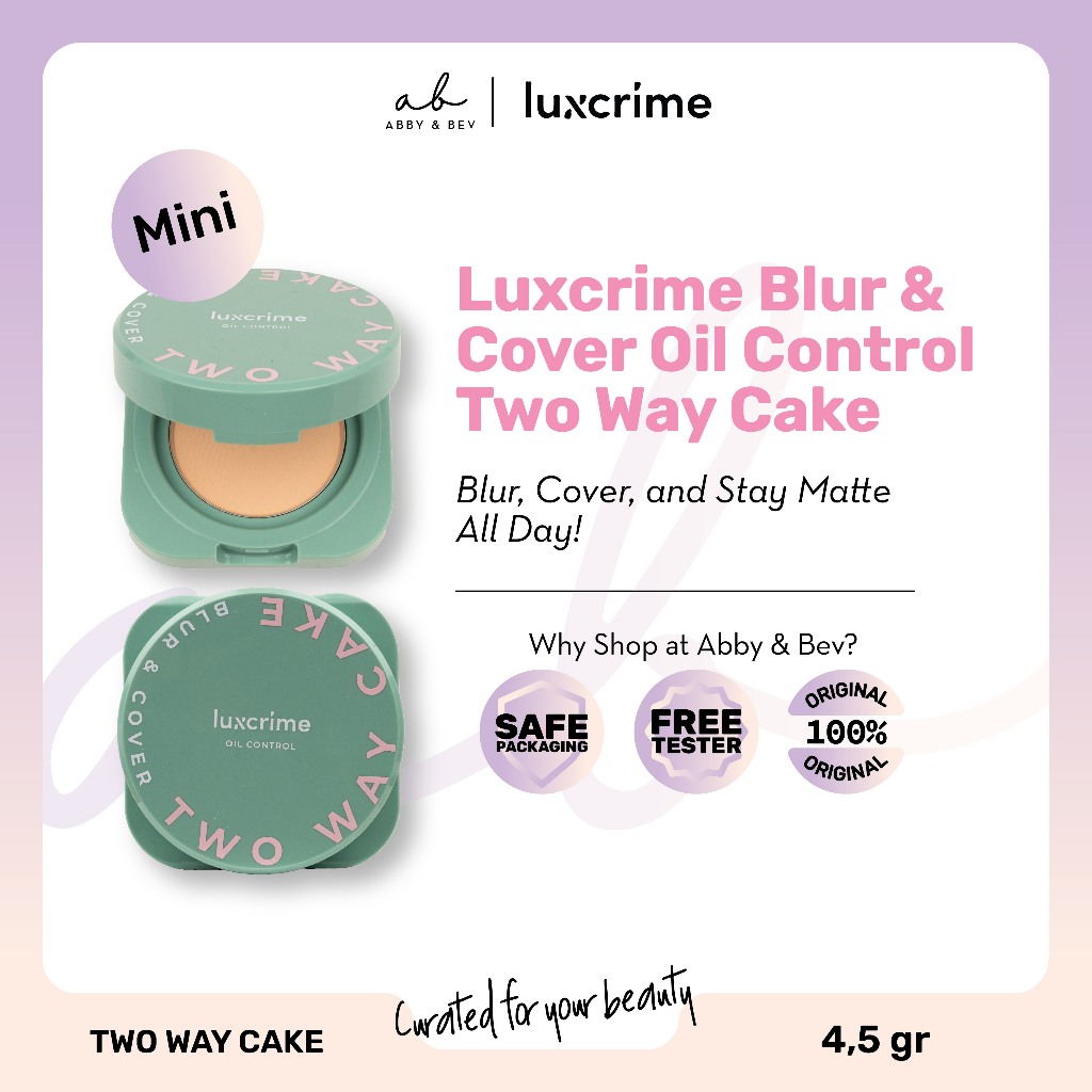 AG - Luxcrime Blur & Cover Oil Control Two Way Cake Mini Size [4.5g]/ Foundation Padat High Coverage