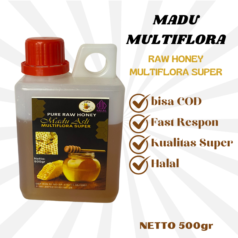 

Madu Asli Murni Multiflora Super Tanpa Campuran Di Hasilkan Lebih Dari Satu Nektar Bunga Minuman Herbal Premium Bagus Untuk Kesehatan KAFFAH MADU SHOP 500gr
