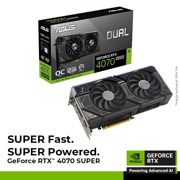 ASUS DUAL RTX 4070 SUPER 12GB OC GAMING 4070S 4070SUPER 12G GDDR6X VGA NVIDIA GEFORCE