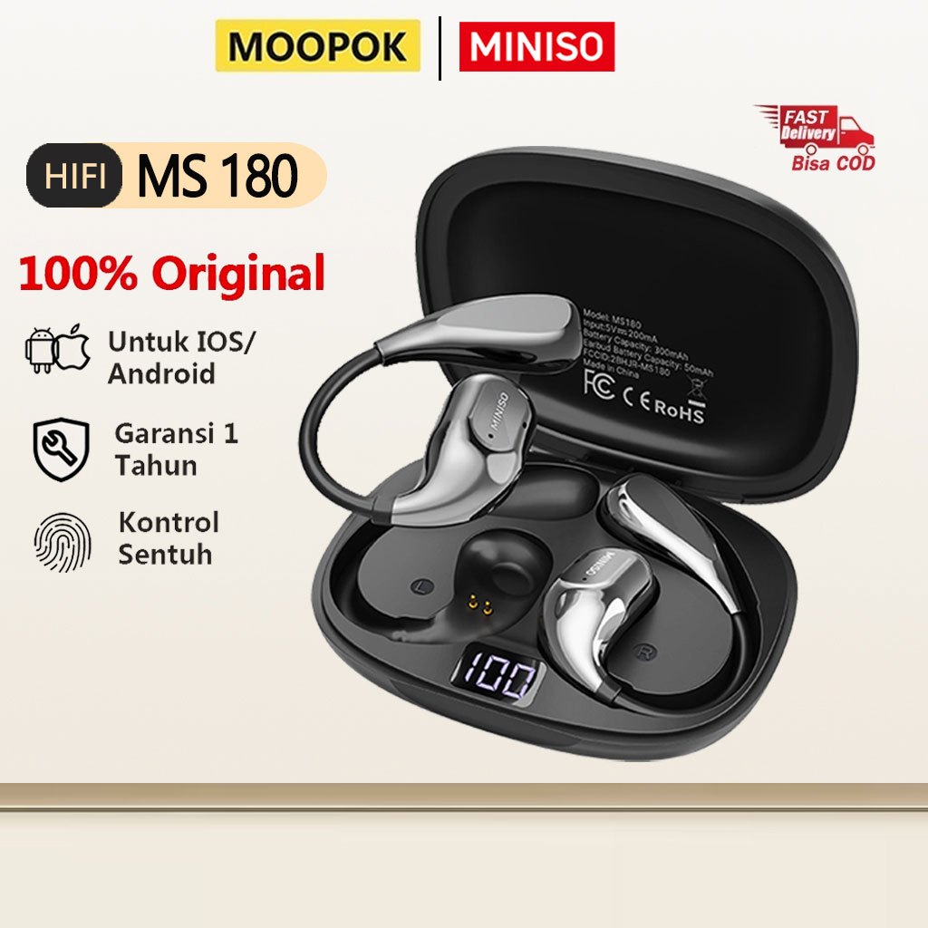 MOOPOK X MINISO MS180 Headset True Wireless Bluetooth Earphone Earbuds TWS 5.3 HIFI Stereo Bluetooth