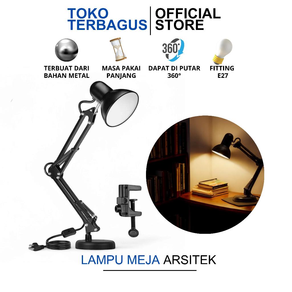 lampu meja belajar arsitek lampu kerja arsitek rumah fiting hitam besi minimalis modern
