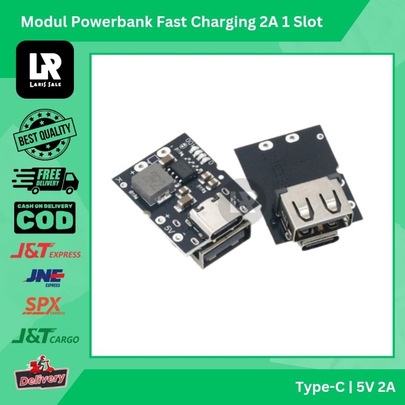 Modul Power Bank 18650 USB Type C Output 5V 2A Fast Charger Boost Step Up Baterai Powerbank Fast Cha