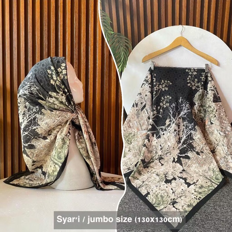 Hijab Voal Motif Syar'i / Voal Motif Jumbo / Voal Motif Syari / Voal Motif Size 130 x 130
