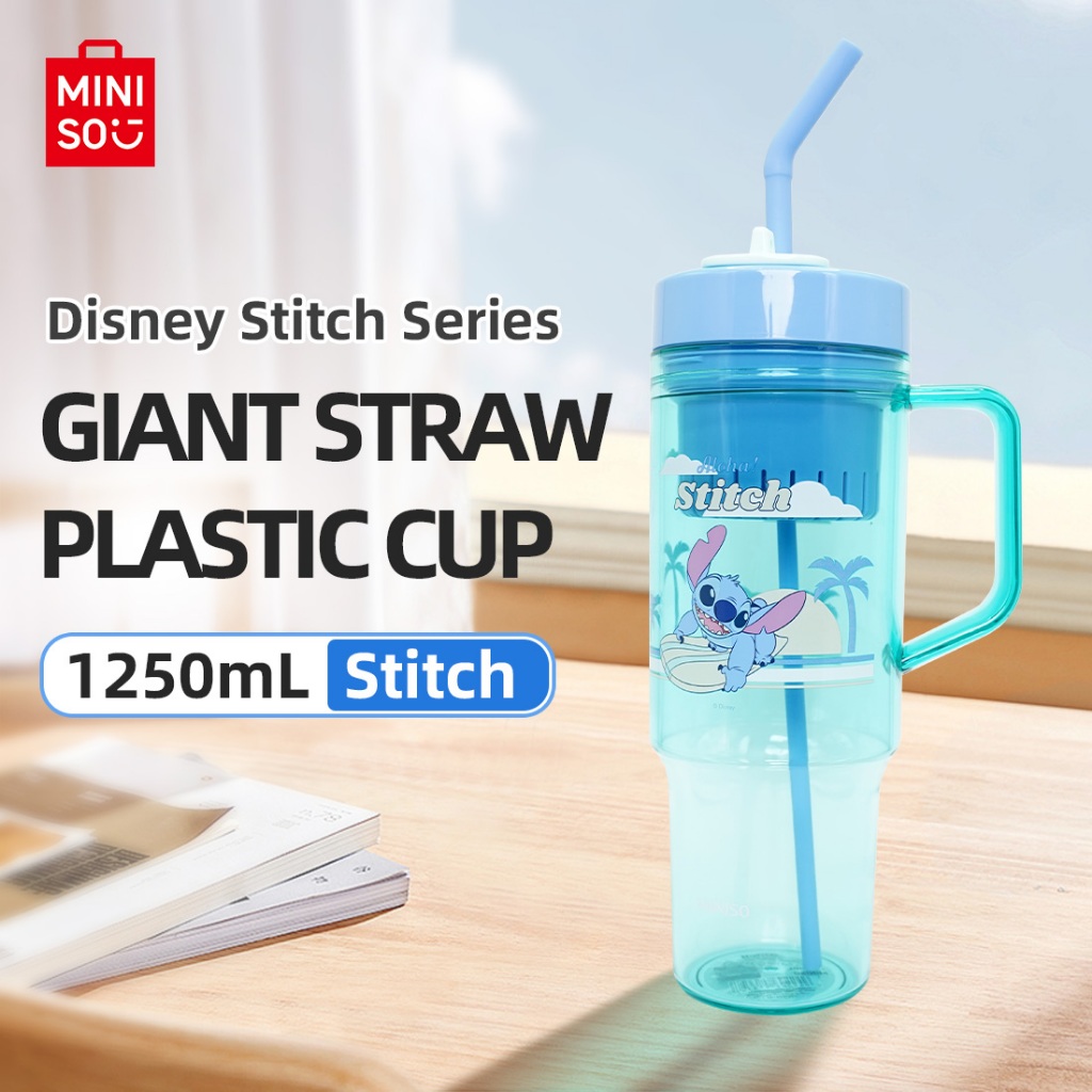 Miniso X Disney Lilo & Stitch Collection 1250mL Botol Minum Lucu Aesthetic Stitch Plastic Tumbler wi