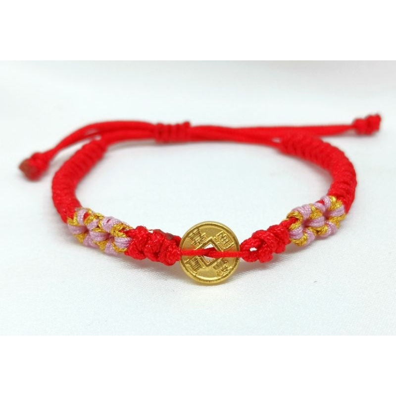 Gelang Emas Asli Koin 24K Hongkong 999% Tali Pelintir Bunga