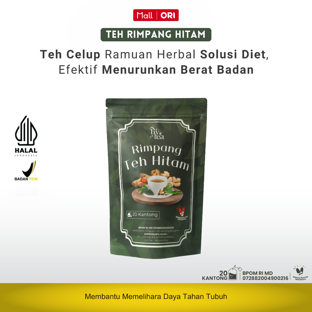 

Bytea Rimpang Teh Hitam - Teh Celup Bahan Alami Herbal Pelangsing Bantu Diet & Turunkan Berat Badan