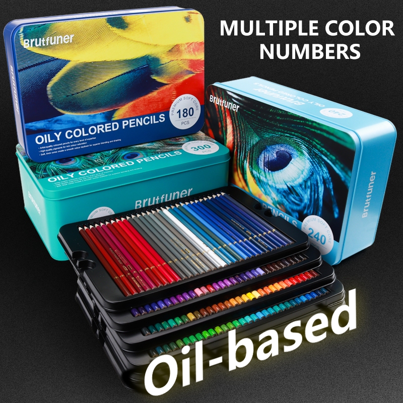 

Brutfuner 180 240 300 Oily Colors Premium Soft Core Pencil Iron Tin Box Set