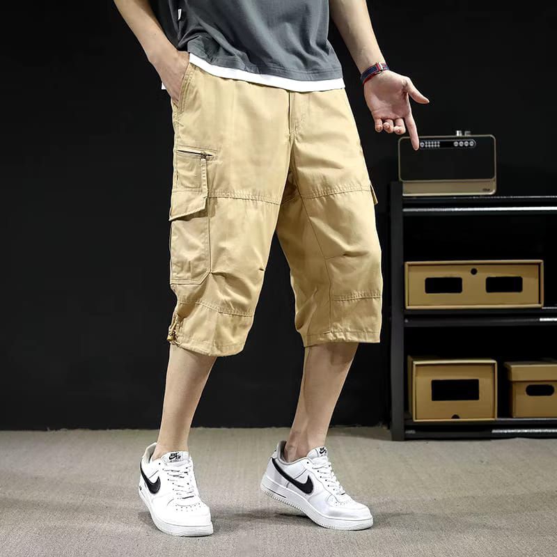 Jorts Pants Cargo Celana jogger santai Pria-Celana 7/8 Premium