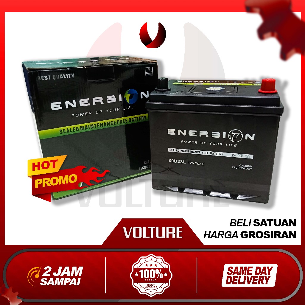 Aki mobil Kering ( bergaransi 10 bulan ) ENERBION MF 80d23L 70ah (for 55d23L up grade) Alphard Camry