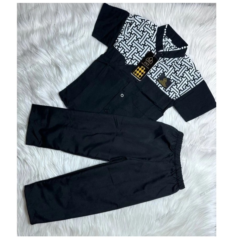 baju koko anak falcon kombinasi batik dan polos GFS
