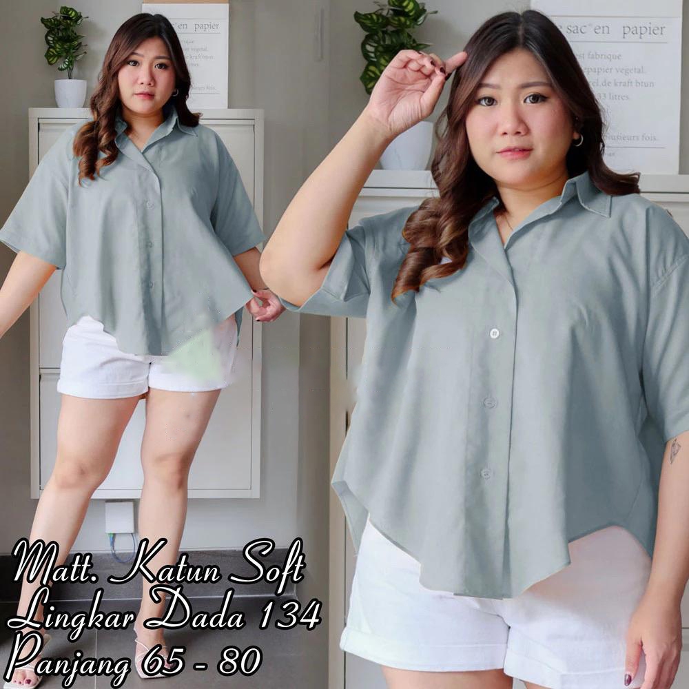 GSL KEMEJA JUMBO POLOS XXXXL WANITA LD 130 / ATASAN JUMBO WANITA LD 130 / KEMEJA WANITA JUMBO LD 130
