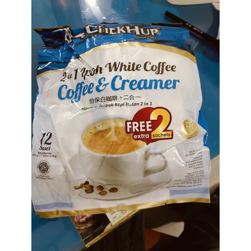 

ChekHup 2in1 Ipoh White Coffe and Creamer isi 14 sachet ( 12plus Free 2 sachets )