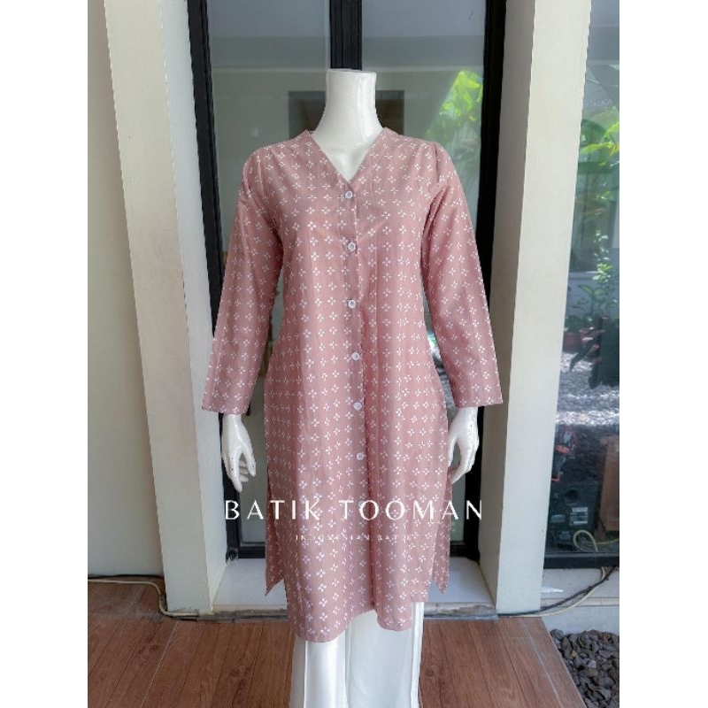SHAFA SOFT MOCCA Bukan Pink Tunik Lebaran Simpel Minimalis Hari Raya Bahan Katun Halus Batik Cap