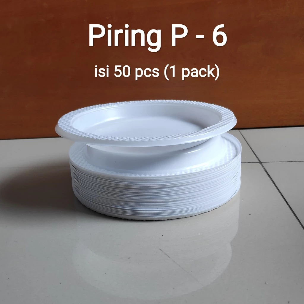 P6 Isi 50pcs Piring Plastik Kecil Putih susu / Piring Plastik