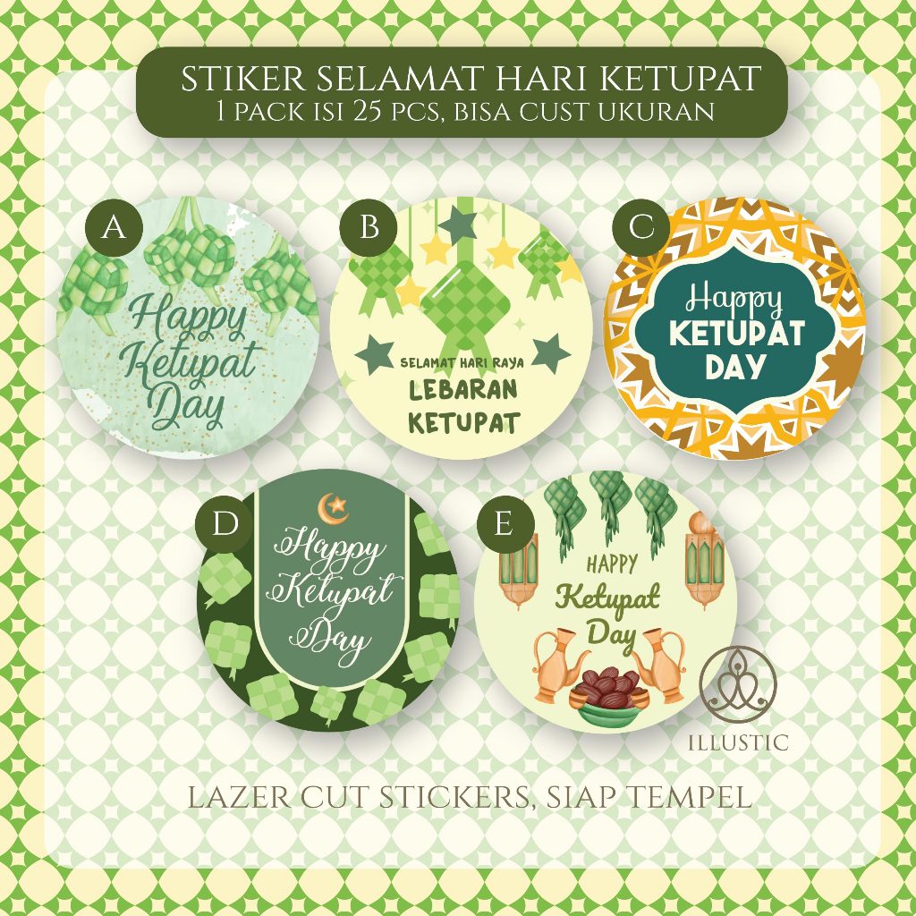 

Sticker Bulat Selamat Hari Ketupat bisa custom ukuran