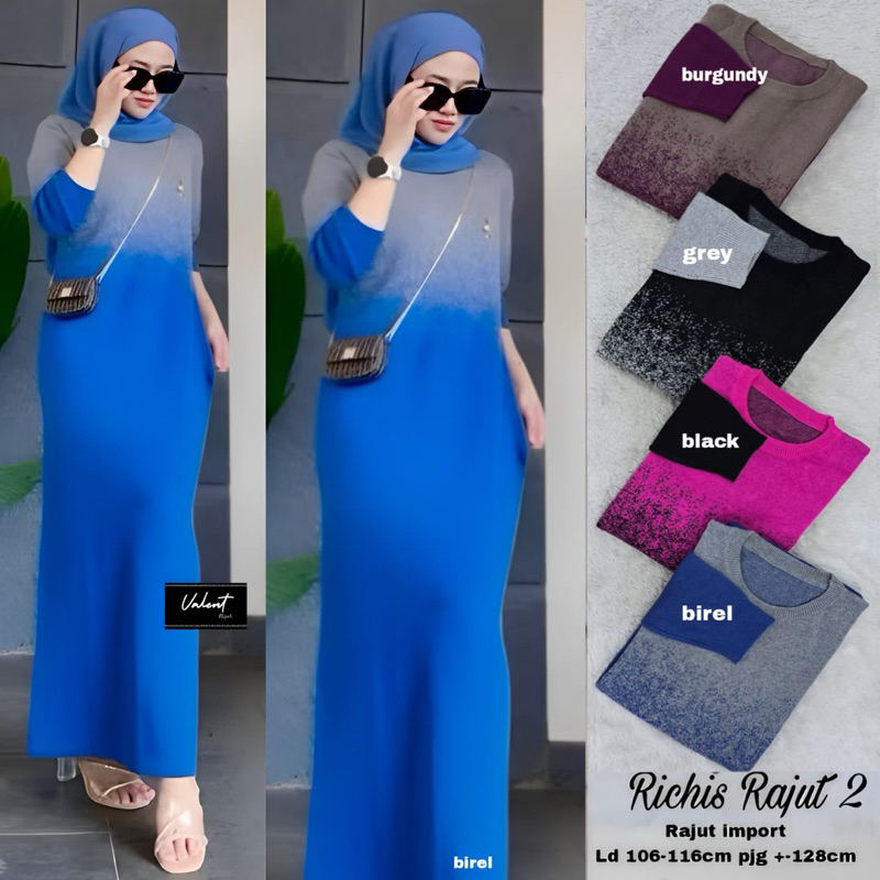 dristrip knit maxy by hana valent dress knit import dress garis garis premium gamis salur jumbo ld 1