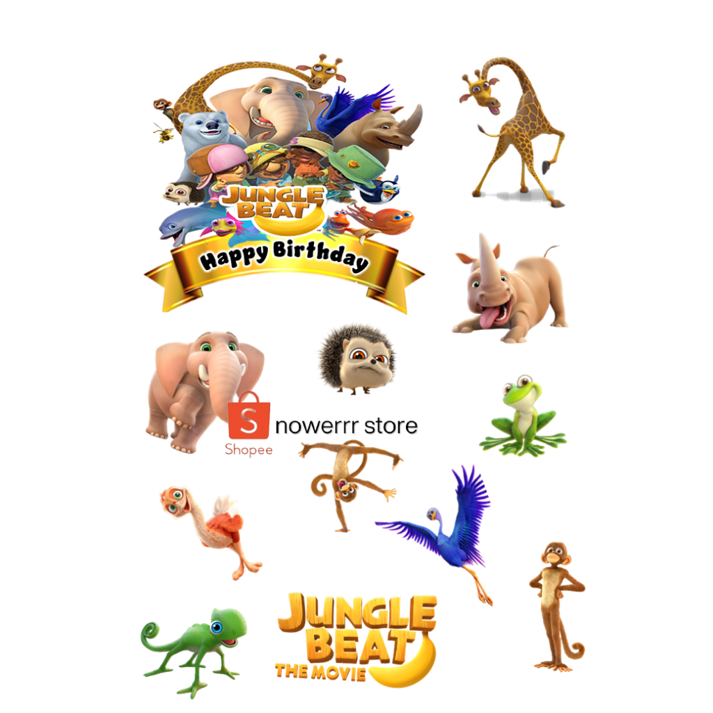 TOPPER CAKE JUNGLE BEAT FREE CUSTOM NAMA | HIASAN KUE ULTAH TEMA JUNGLE BEAT
