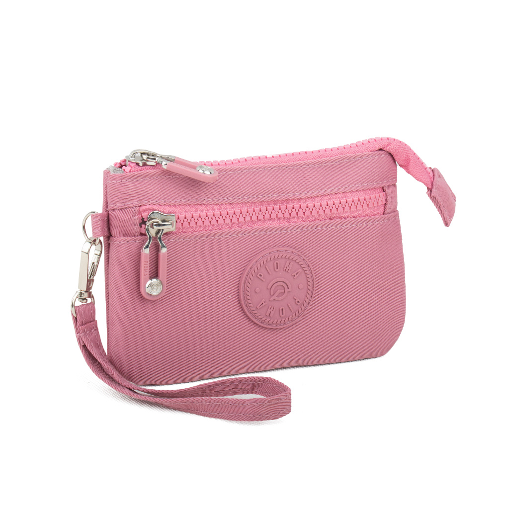 OPIOBAGS Pioma Ruka Dompet Wanita Resleting 2 Sekat Dompet Kecil Nylon Wristlet Pouch Fashion