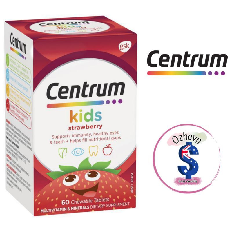 Centrum Kids Multi Vitamin 60 Strawberry Tablets