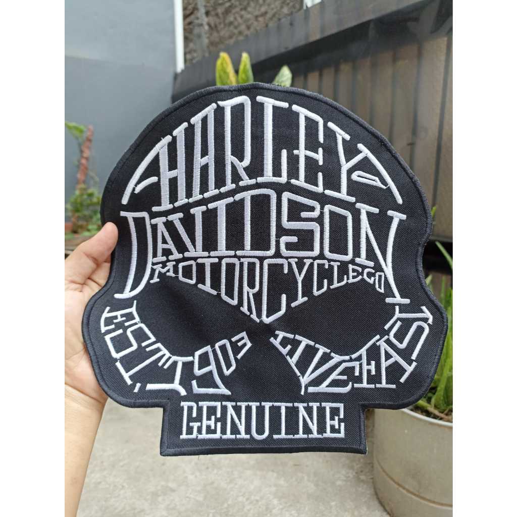 Back Patch Bordir Besar Jaket Tengkorak Harley