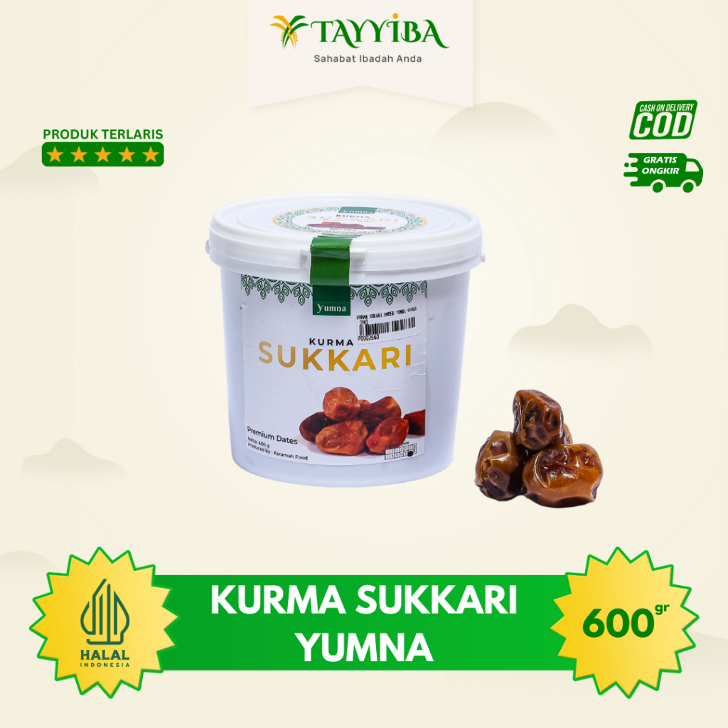 

Kurma Sukari "Sukkari Yumna" Ember 600g Oleh-Oleh Haji Umrah Kurma Premium