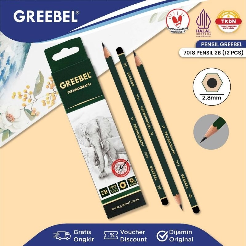 

GREEBEL Pensil 2B Technograph 7018 / Pensil 2B Greebel / Pensil menulis / Pensil Menggambar